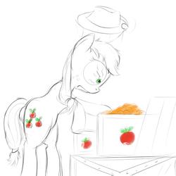 Size: 600x600 | Tagged: safe, artist:cheshiresdesires, applejack, g4, orange, sketch