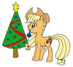 Size: 600x550 | Tagged: safe, artist:twitterfulpony, applejack, g4, christmas tree, tree