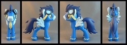 Size: 1141x400 | Tagged: safe, artist:krowzivitch, soarin', pony, g4, customized toy, irl, photo, sculpture, solo