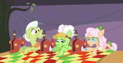 Size: 588x304 | Tagged: safe, screencap, apple rose, auntie applesauce, granny smith, apple family reunion, g4