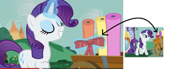 Size: 893x360 | Tagged: dead source, safe, edit, edited screencap, screencap, rarity, pony, unicorn, apple family reunion, g4, animation error, female, levitation, magic, mare, solo, telekinesis