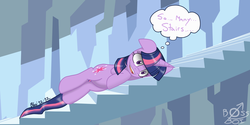 Size: 2000x1000 | Tagged: safe, artist:bossboi, twilight sparkle, g4, stairs, twelve days of christmas