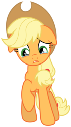 Size: 3500x6194 | Tagged: safe, artist:stabzor, artist:stardustxiii, applejack, earth pony, pony, apple family reunion, g4, applejack's hat, cowboy hat, crying, crying on the outside, female, floppy ears, hat, mare, sad, sadjack, simple background, solo, transparent background, unhapplejack, vector