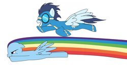 Size: 600x311 | Tagged: safe, artist:themagicpoints, rainbow dash, soarin', g4, female, male, ship:soarindash, shipping, straight