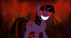 Size: 1024x556 | Tagged: safe, artist:blackrobtheruthless, twilight sparkle, g4, evil twilight