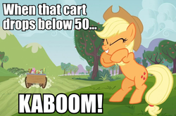 Size: 712x470 | Tagged: safe, applejack, apple family reunion, g4, cart, image macro, meme, reference, speed