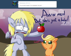 Size: 999x787 | Tagged: safe, artist:extradan, applejack, oc:jerky hooves, g4, baby, babyjack