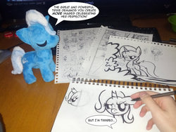 Size: 1024x768 | Tagged: safe, artist:bronycurious, artist:follylolly, trixie, pony, comic:recovery, g4, irl, photo, plushie, toy