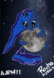 Size: 745x1071 | Tagged: safe, artist:ajr9411, princess luna, pony, g4, female, moon, solo, tangible heavenly object