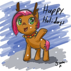 Size: 1000x1000 | Tagged: safe, artist:osakaoji, babs seed, reindeer, g4, christmas, cute, female, solo