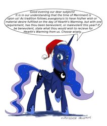 Size: 1065x1253 | Tagged: safe, artist:kulturschock, princess luna, g4, christmas, hat, meta, santa hat