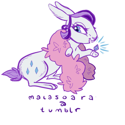 Size: 578x579 | Tagged: safe, artist:malasoara, rarity, rabbit, g4, 30 minute art challenge, rabbity, solo, species swap