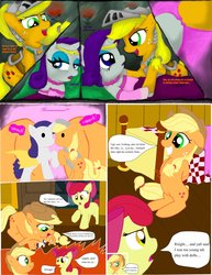 Size: 1280x1662 | Tagged: safe, artist:aquaticsun, apple bloom, applejack, rarity, g4, comic, female, lesbian, ship:rarijack, shipping