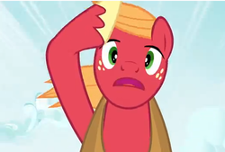 Size: 520x352 | Tagged: safe, screencap, big macintosh, earth pony, pony, apple family reunion, g4, cropped, looking at you, male, open mouth, solo, stallion
