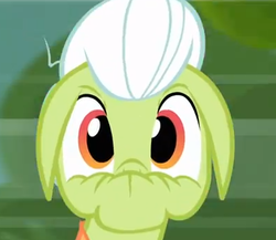 Size: 396x344 | Tagged: safe, screencap, granny smith, earth pony, pony, apple family reunion, g4, bust, cropped, faic, female, mare, portrait, scrunchy face