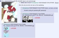 Size: 705x457 | Tagged: safe, oc, oc only, oc:fausticorn, 4chan, 4chan screencap, lauren faust, logic, pandering, paradox, text