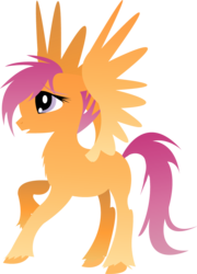 Size: 755x1048 | Tagged: safe, artist:lottapotatosalad, scootaloo, pegasus, pony, g4, female, lineless, simple background, solo, spread wings, transparent background, unshorn fetlocks, wings