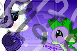 Size: 400x267 | Tagged: dead source, safe, artist:jayfeatherlover4, rarity, spike, g4, deviantart watermark, female, flower, male, obtrusive watermark, ship:sparity, shipping, straight, watermark