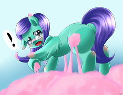 Size: 3300x2550 | Tagged: safe, artist:quila111, oc, oc only, oc:iris, butt, cloud, cotton candy, cotton candy cloud, food, glasses, plot