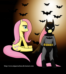 Size: 1261x1410 | Tagged: safe, artist:migueruchan, fluttershy, pegasus, pony, g4, batman, crossover, flutterbatman, parody