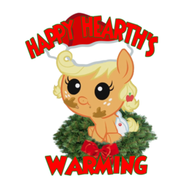 Size: 900x900 | Tagged: safe, applejack, pony, g4, baby, babyjack, bow, christmas, diaper, dirty, filly, foal, hat, hearth's warming, holiday, santa hat, sitting, wreath, younger