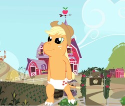 Size: 804x685 | Tagged: safe, applejack, g4, claws, cutie mark diapers, diaper, wat