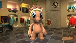 Size: 1024x576 | Tagged: safe, applejack, earth pony, pony, g4, 3d, female, modnation racers, nightmare fuel, solo, wat