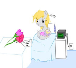 Size: 642x579 | Tagged: safe, artist:rainbowdrider, derpy hooves, dinky hooves, pony, g4, baby, baby dinky hooves, baby pony, cute, derpabetes, dinkabetes, electrocardiogram, equestria's best mother, flower, foal, hospital, implied doctor whooves, implied doctorderpy, implied shipping, implied straight, sweet dreams fuel, text, underp