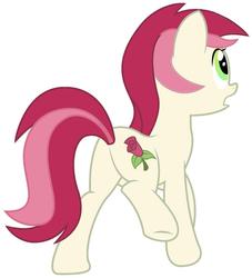 Size: 850x937 | Tagged: safe, roseluck, earth pony, pony, g4, butt, female, plot, raised leg, rosebutt, show accurate, simple background, solo, vector, white background