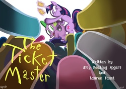 Size: 3508x2480 | Tagged: safe, artist:jowyb, spike, twilight sparkle, g4, the ticket master, amy keating rogers, title card