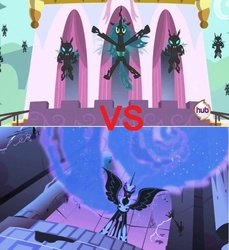 Size: 640x700 | Tagged: safe, nightmare moon, queen chrysalis, g4, vs