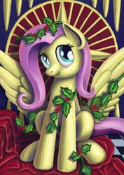 Size: 1400x1981 | Tagged: safe, artist:dahtamnay, fluttershy, pony, g4, female, holly, solo