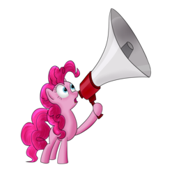 Size: 2000x2000 | Tagged: safe, artist:dragonfoorm, pinkie pie, earth pony, pony, g4, female, megaphone, simple background, solo, transparent background