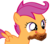 Size: 948x842 | Tagged: safe, artist:lapisrabbitcomics, scootaloo, chicken, pegasus, pony, g4, cannibalism joke, chicken meat, female, filly, foal, food, fried chicken, meat, mouth hold, scootachicken, simple background, solo, transparent background