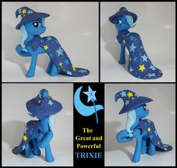 Size: 5680x5392 | Tagged: safe, artist:madponyscientist, trixie, pony, unicorn, g4, absurd resolution, cape, clothes, customized toy, female, hat, mare, sculpture, solo, trixie's cape, trixie's hat