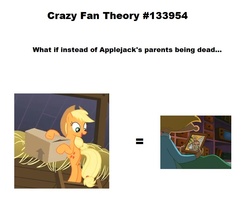 Size: 895x747 | Tagged: safe, applejack, apple family reunion, g4, my little pony: friendship is magic, applejack's parents, arnold shortman, hey arnold, insane fan theory, meta, miles shortman, stella shortman, text