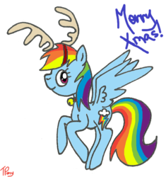 Size: 600x638 | Tagged: safe, artist:twitterfulpony, rainbow dash, reindeer, g4