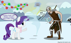 Size: 2159x1317 | Tagged: safe, artist:diegotan, rarity, human, g4, crossover, skyrim, the elder scrolls