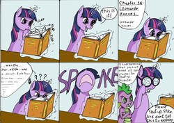 Size: 2775x1970 | Tagged: safe, artist:crazydiary86, spike, twilight sparkle, g4, comic, glasses