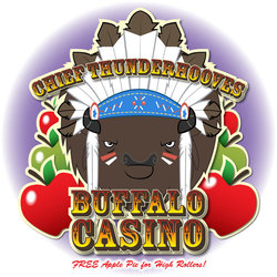 Size: 894x894 | Tagged: safe, artist:ikthetroll, chief thunderhooves, buffalo, g4, apple, casino, indigenous, logo