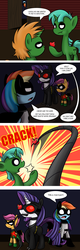 Size: 1272x3968 | Tagged: safe, artist:scootawhat, rainbow dash, rarity, scootaloo, snails, snips, g4, batman, batmare, catmare, catwoman, comic, crossover, henchmen, parody, robin, whip