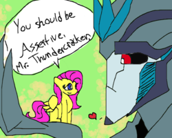 Size: 1000x800 | Tagged: safe, fluttershy, g4, crossover, thundercracker, transformers