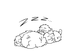 Size: 1044x759 | Tagged: safe, artist:peanutbutter, fluffy pony, fluff pile, fluffy pony foals, sleeping