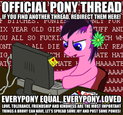 Size: 685x642 | Tagged: safe, oc, oc only, /mlp/, 4chan, computer, flower, thread