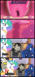 Size: 650x1400 | Tagged: safe, artist:mixermike622, discord, princess celestia, princess luna, twilight sparkle, g4, comic, dan, dan vs, dan vs fim