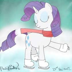 Size: 894x894 | Tagged: safe, artist:bvsquare, rarity, pony, g4, clothes, scarf, skating, solo