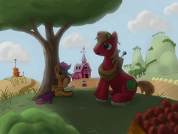 Size: 3200x2400 | Tagged: safe, artist:ter0k, big macintosh, scootaloo, earth pony, pony, g4, male, stallion