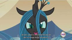 Size: 637x356 | Tagged: safe, screencap, queen chrysalis, changeling, changeling queen, a canterlot wedding, g4, my little pony: friendship is magic, female, youtube caption