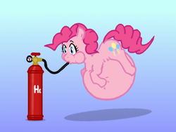 Size: 400x300 | Tagged: safe, pinkie pie, g4, balloon, belly, helium, helium tank, hose, inflation