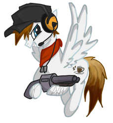 Size: 440x480 | Tagged: safe, artist:kaowilliams, oc, pegasus, pony, bandana, crossover, gun, scout (tf2), team fortress 2